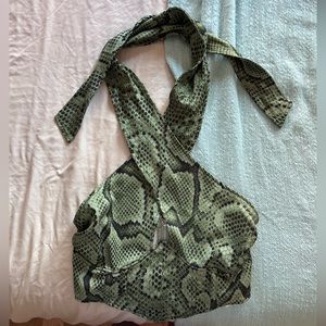 Missguided Green Snakeskin Halter Crop